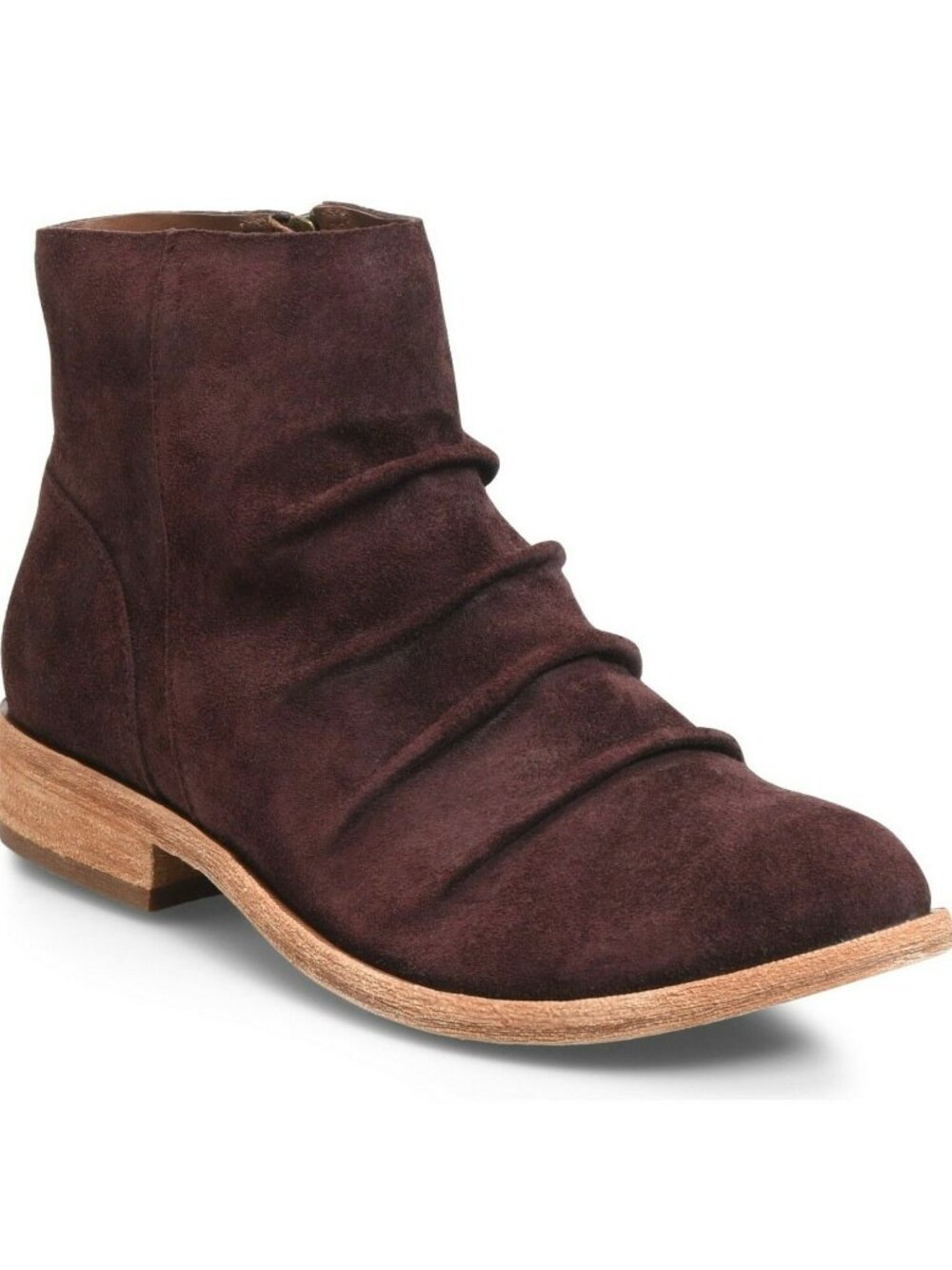 Kork-Ease Giba Bootie Womens Side Zip Ruched Suede Ankle Boots Burgundy Size 6.5